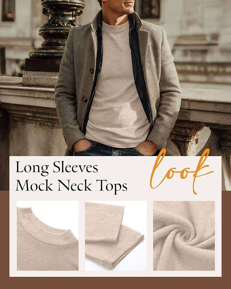 Riyiper 3 Pack Men's Mock Neck, Long Sleeve Cotton Turtleneck Tops Slim Fit Lightweight Pullover Casual Knit Sweaters - Image 5