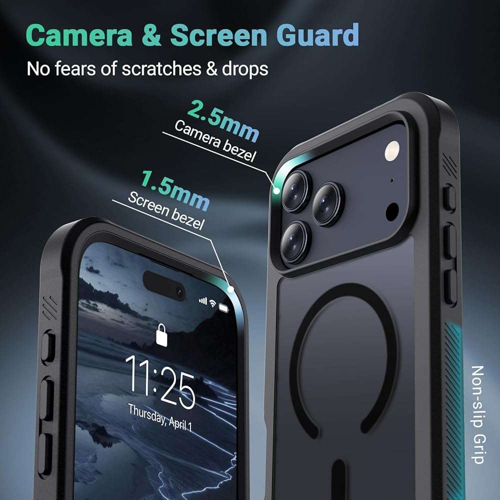 jaroco Magnetic for iPhone 17 Pro Max Case, [Compatible with MagSafe][Military Grade Drop Protection][Heavy Duty Protection][Non-Slip][Shockproof] 2-Layer Durable Bumper Phone Case 6.9''-Black - Image 6