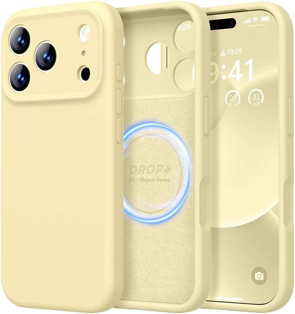LOVE 3000 Designed for iPhone 17 Pro Max Case, Premium Silicone [Compatible with Magsafe][Soft Anti-Scratch Microfiber Lining] Shockproof Protective Phone Case for Men Women 6.9", Creamy Yellow - Image 1