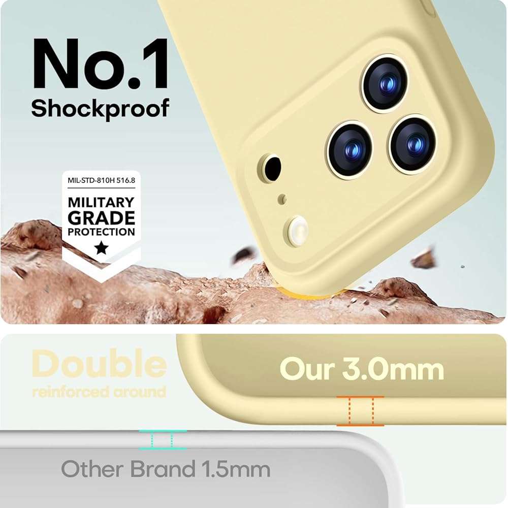 LOVE 3000 Designed for iPhone 17 Pro Max Case, Premium Silicone [Compatible with Magsafe][Soft Anti-Scratch Microfiber Lining] Shockproof Protective Phone Case for Men Women 6.9", Creamy Yellow - Image 3
