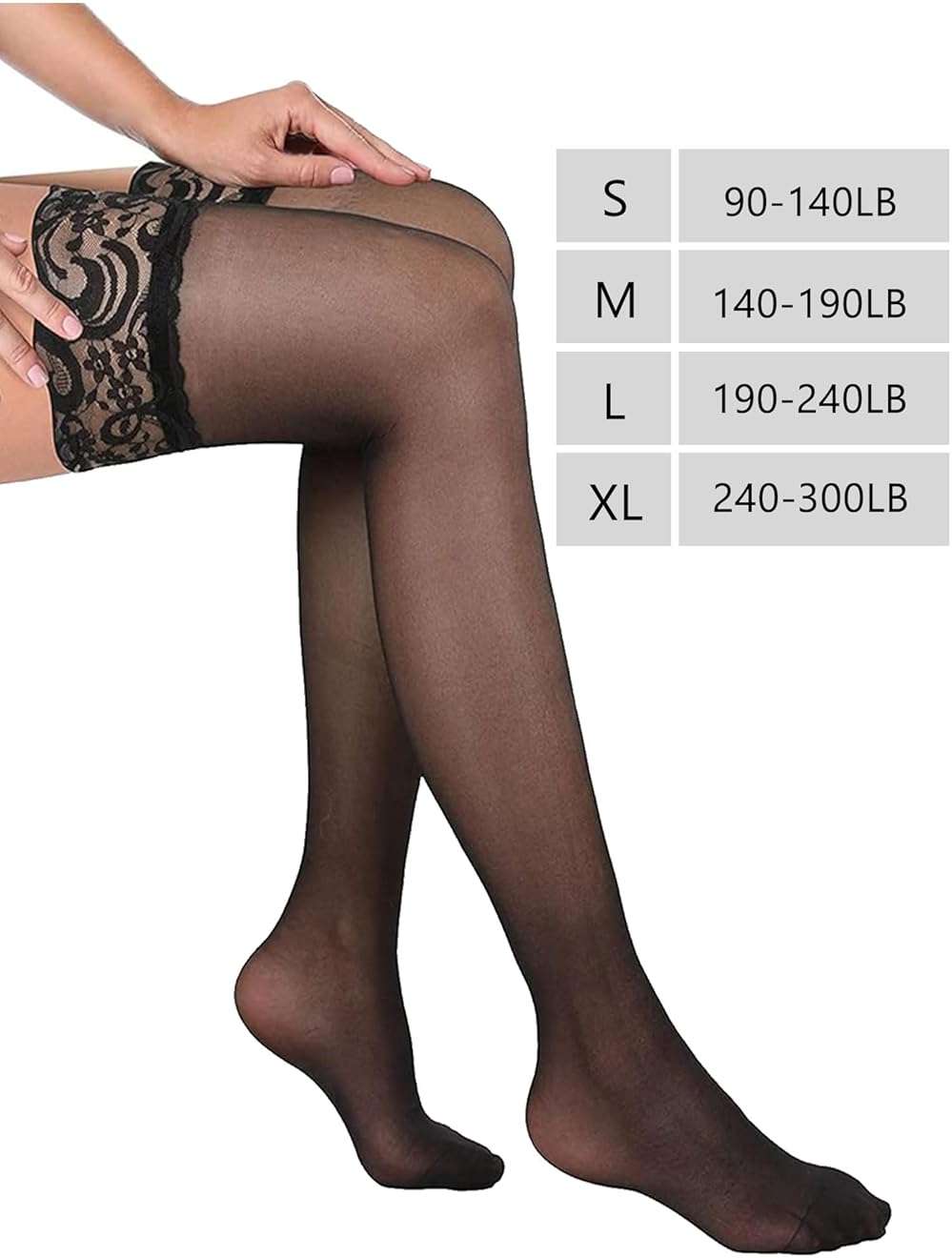 Geyoga Women's Lace Thigh High Stockings over The Knee Stockings for Women Sheer Thigh High with Lace Top - Image 3