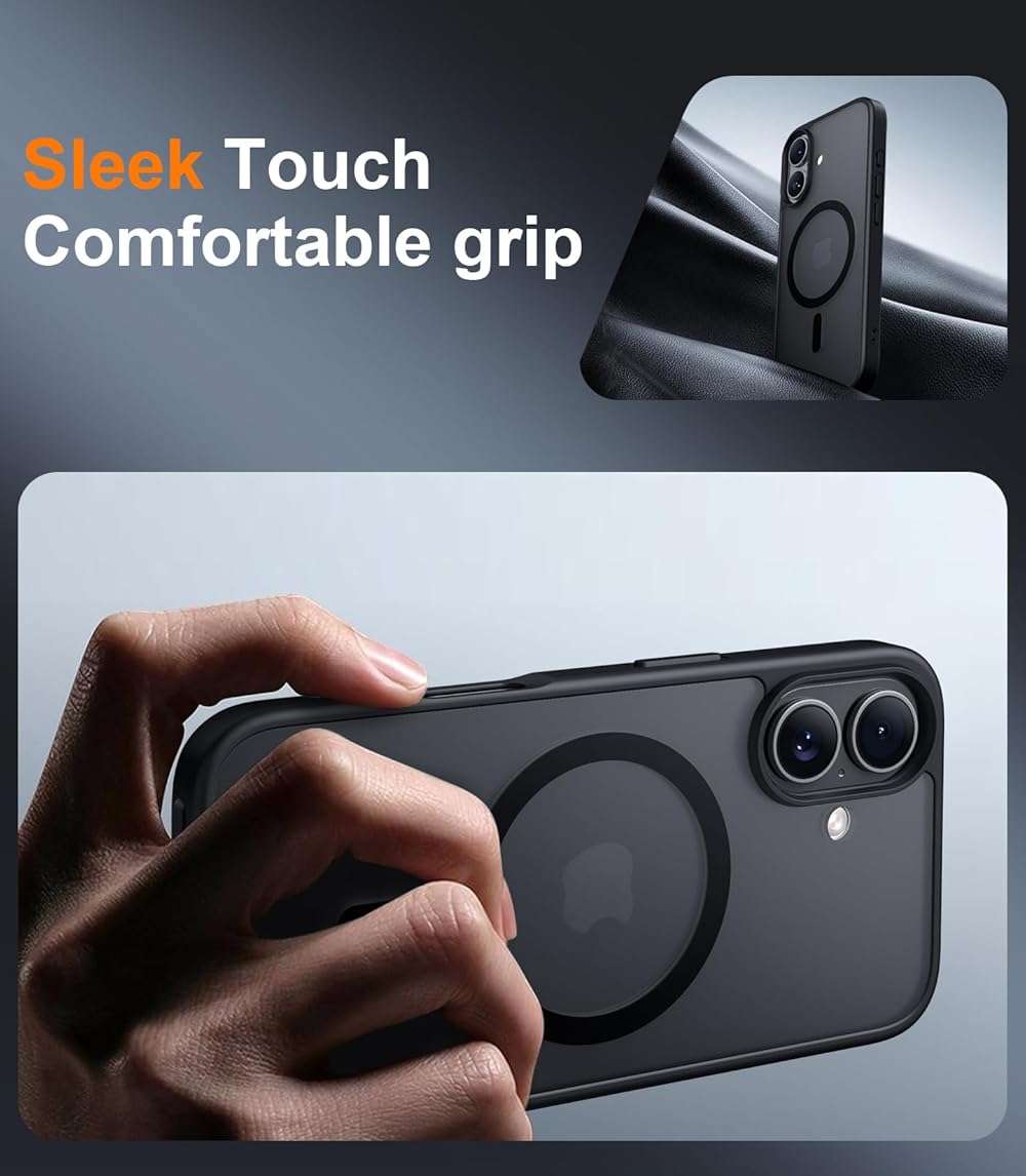 Red2Fire Designed for iPhone 17 Case Magnetic, (Compatible with MagSafe) (Military Grade Drop Protection) Translucent Matte Shockproof Phone Case for iPhone 17 6.3"-Black - Image 5