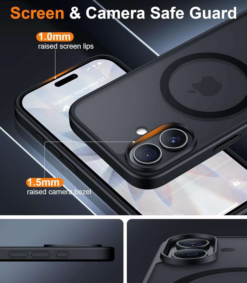Red2Fire Designed for iPhone 17 Case Magnetic, (Compatible with MagSafe) (Military Grade Drop Protection) Translucent Matte Shockproof Phone Case for iPhone 17 6.3"-Black - Image 6