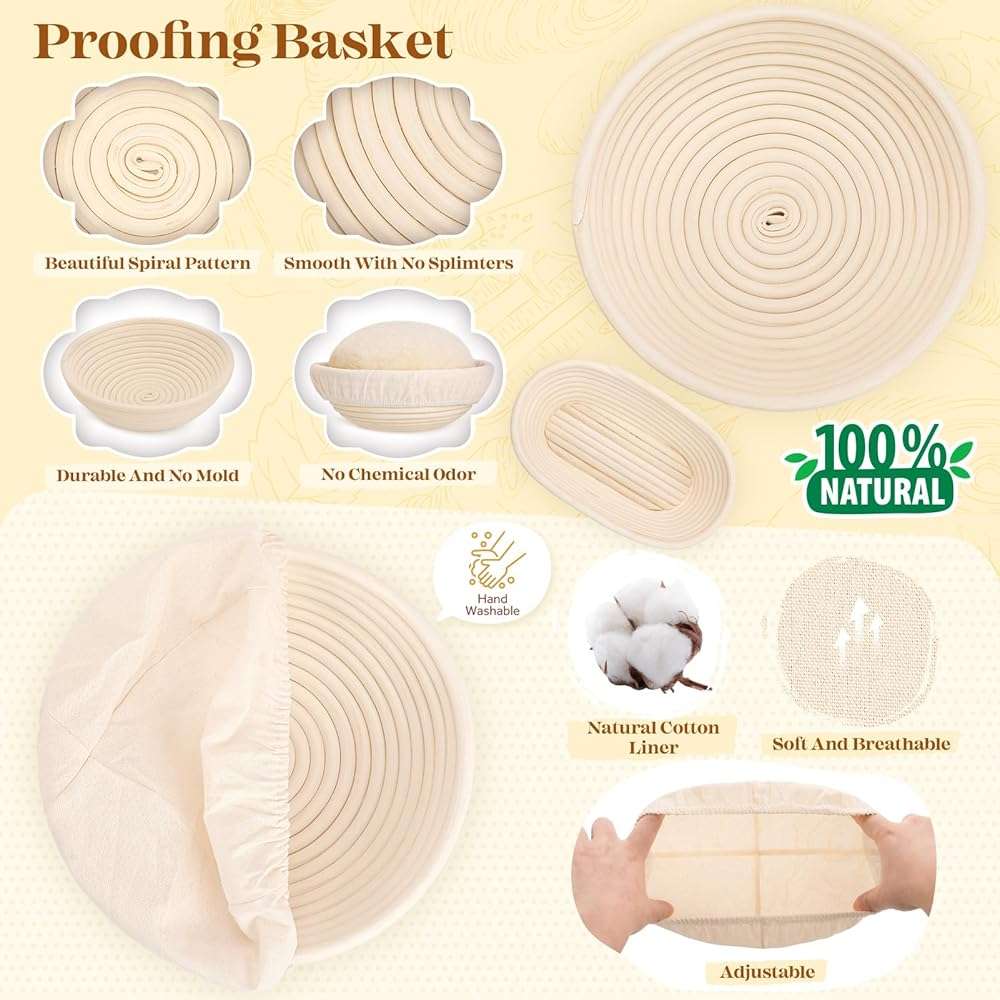 Sourdough Starter Kit, Sourdough Bread Baking Supplies, Sour Dough Starter Kits, Pink Sourdough Kit, Baking Gifts for Women, Bread Proofing Basket, Sour Dough Bread Making Kit Tools Baking Set - Image 5