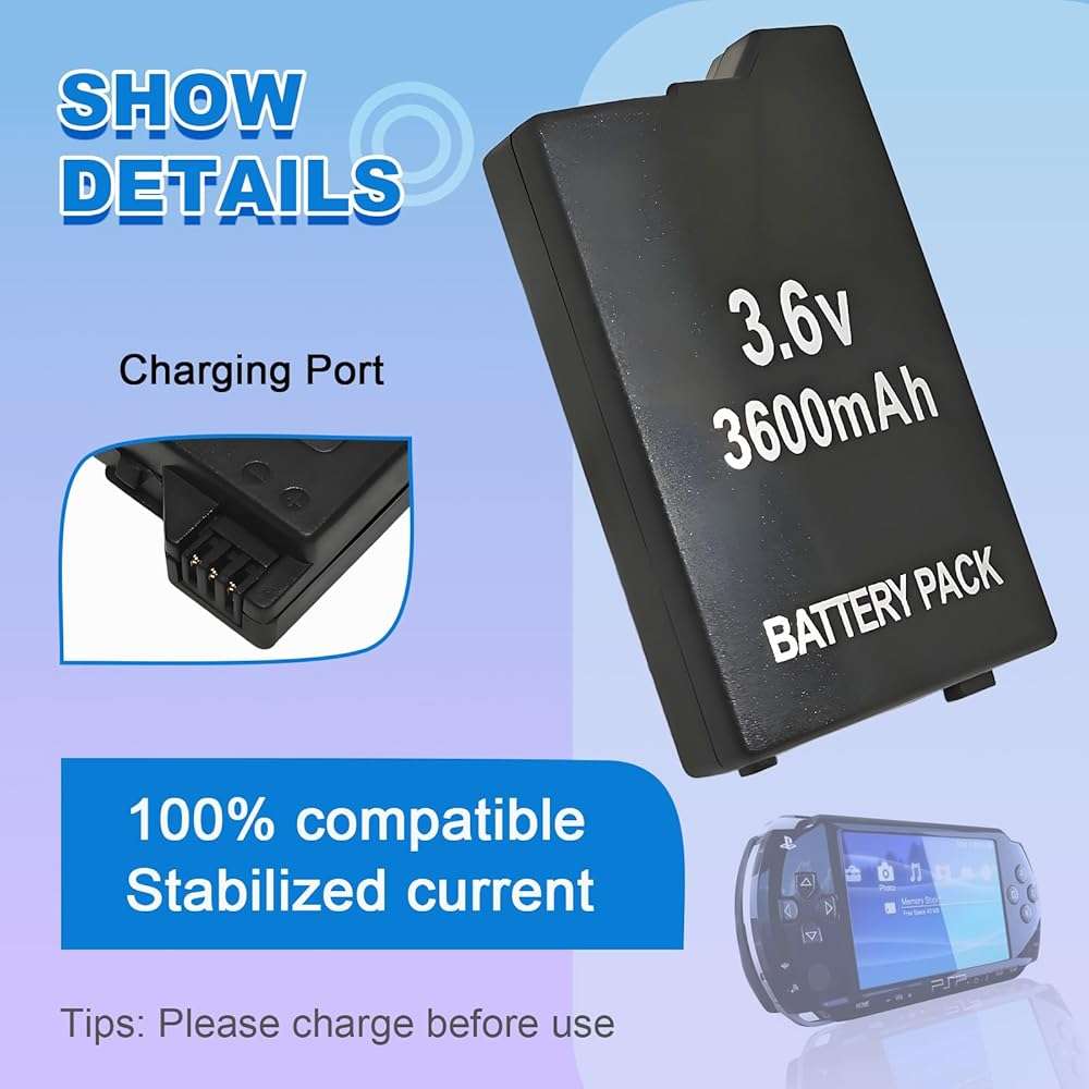 ROYEUEU for Sony PSP 1000 1001 Battery: 3.6V 3600mAh Battery Pack Model PSP-110 PSP-280 for Sony PSP1000 PSP1001 PSP Fat Game Console - Image 4