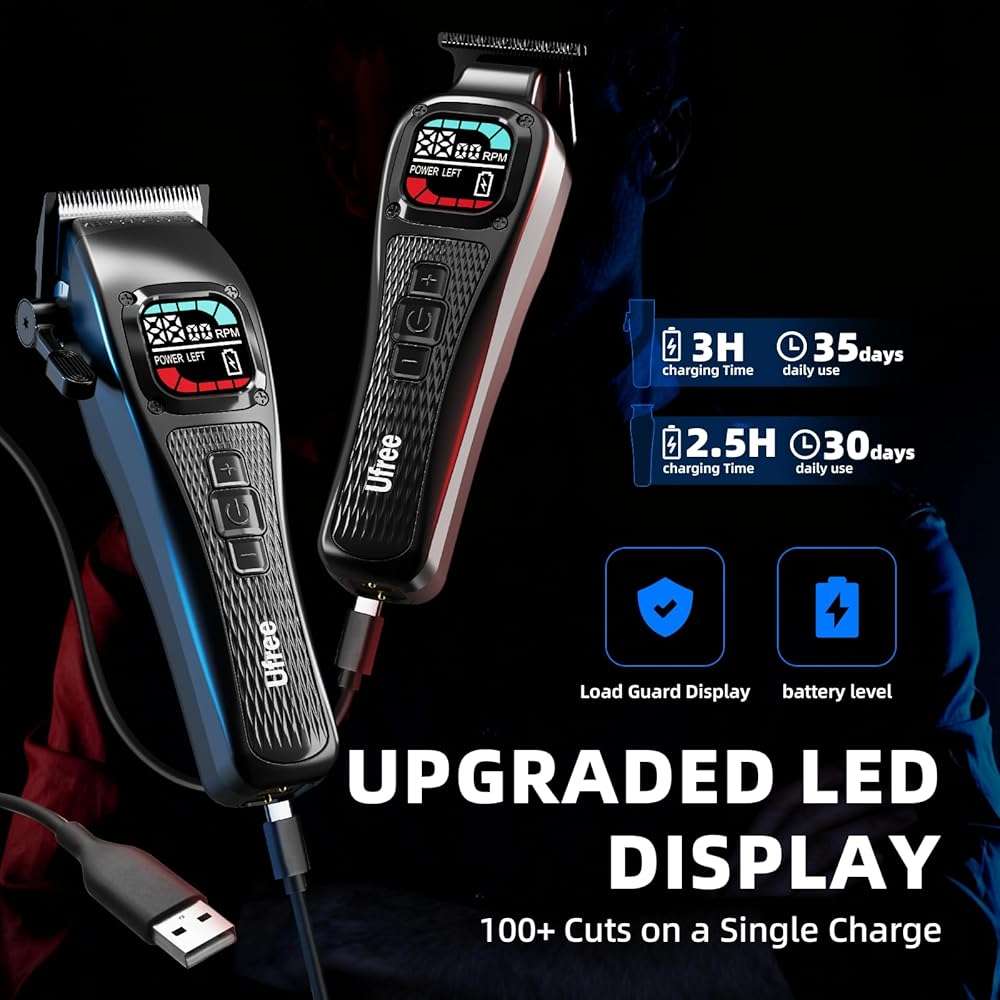 Ufree Hair Clippers For Men, Professional Barber Clippers and Beard Trimmer Set, Cordless Mens Hair Clippers, Hair Cutting Kit with Sharper DLC Blades - Image 4