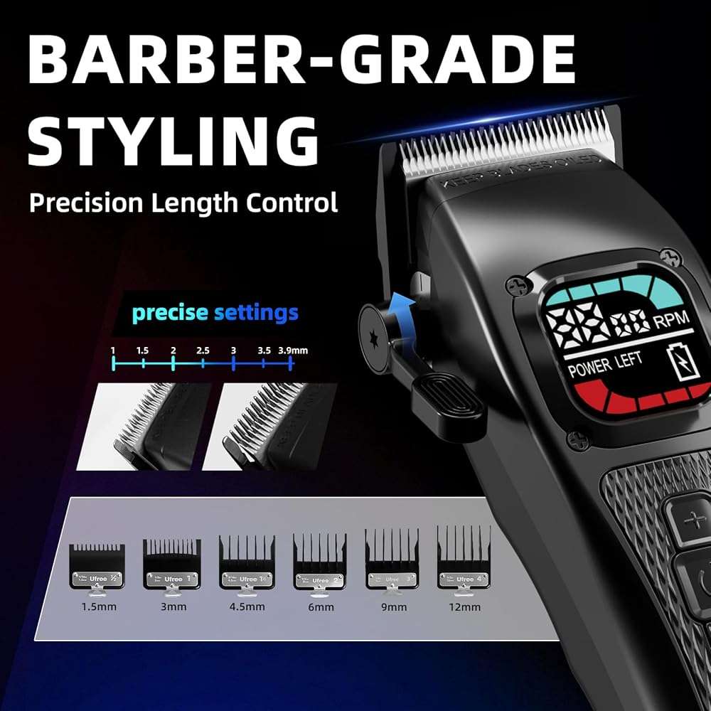 Ufree Hair Clippers For Men, Professional Barber Clippers and Beard Trimmer Set, Cordless Mens Hair Clippers, Hair Cutting Kit with Sharper DLC Blades - Image 6