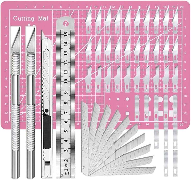 Exacto Knife Precision Carving Craft Hobby Knife Kit with 40 PCS Exacto Blades for DIY Art Work Cutting, Hobby, Scrapbooking, Stencil (Pink) - Image 1