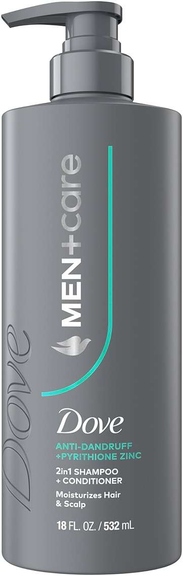 Dove Men+Care 2-in-1 Shampoo + Conditioner 1 ct Dandruff Defense to Moisturize Hair & Scalp, with Pyrithione Zinc, 18 FL OZ - Image 1