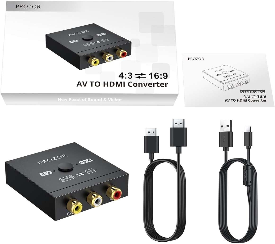 PROZOR RCA to HDMI Converter - 4:3/16:9 Switch, 1080P AV to HDMI Adapter, Mini Composite CVBS Audio Video Adapter, for PS1/PS2/N64/Wii/Xbox and VCR/VHS/DVD Players to HDTV, Plug & Play - Image 8