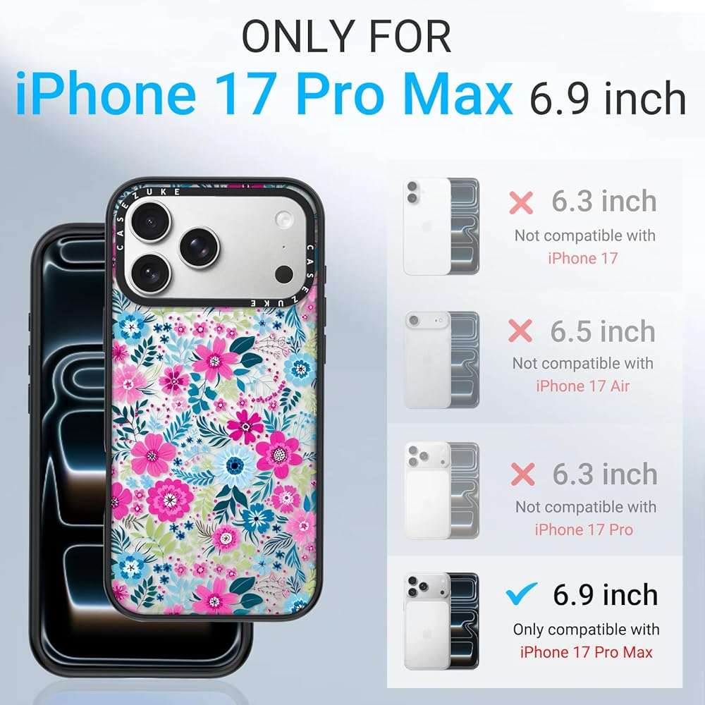Clear TPU Phone Case Cover for iPhone with Design, Drop Protection, Cute Case for Girl Women (Clear-Flower1, iPhone 17 Pro Max) - Image 2