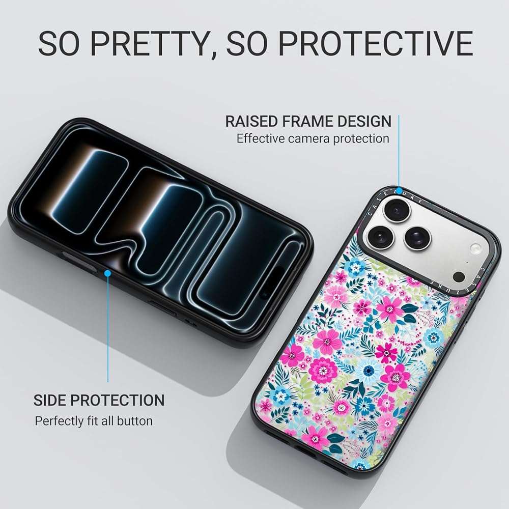 Clear TPU Phone Case Cover for iPhone with Design, Drop Protection, Cute Case for Girl Women (Clear-Flower1, iPhone 17 Pro Max) - Image 3