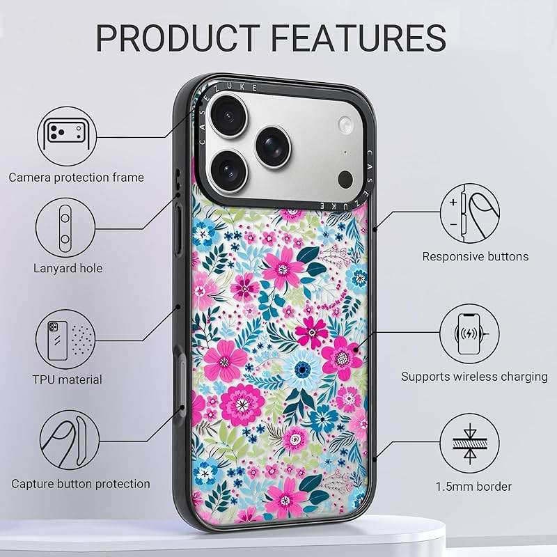 Clear TPU Phone Case Cover for iPhone with Design, Drop Protection, Cute Case for Girl Women (Clear-Flower1, iPhone 17 Pro Max) - Image 5