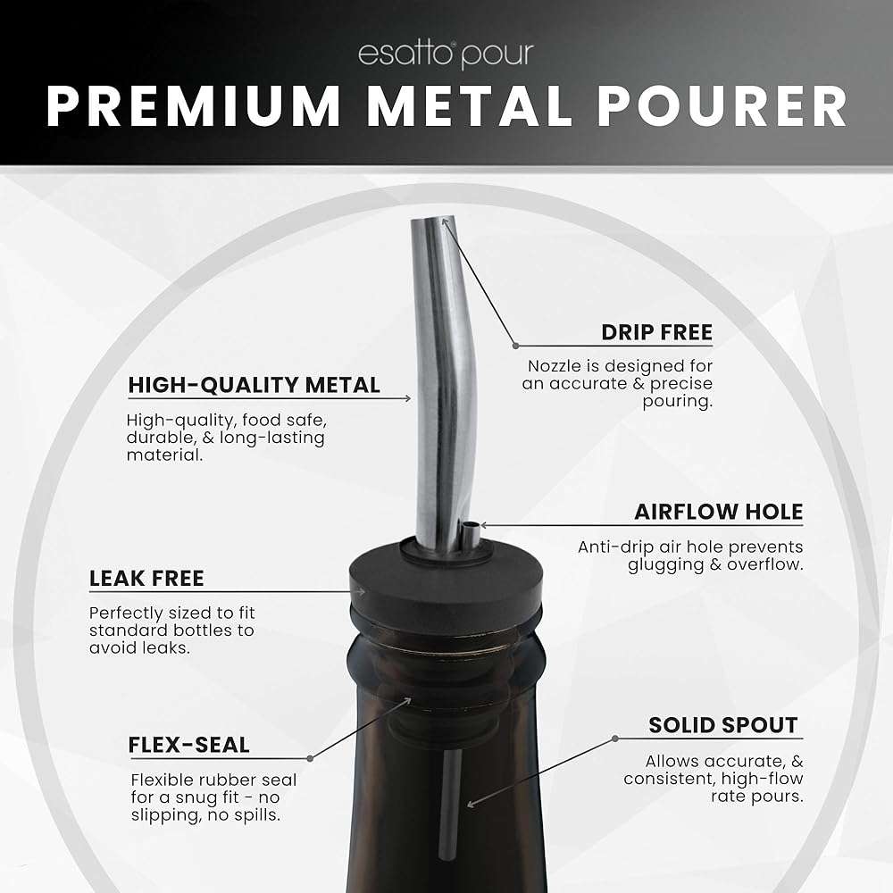 Stainless Steel Liquor Bar Bottle Pourers - Drip-Free Nozzle - Pour Spouts for Alcohol & Bartending - Universal Fit Speed Spout - Rust-Free & Easy Clean - Chrome (6 Pack) - Image 4