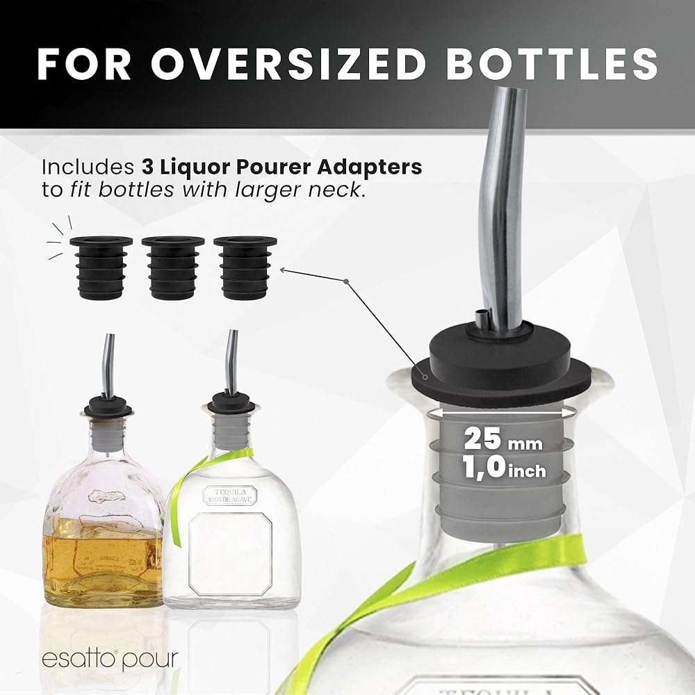 Stainless Steel Liquor Bar Bottle Pourers - Drip-Free Nozzle - Pour Spouts for Alcohol & Bartending - Universal Fit Speed Spout - Rust-Free & Easy Clean - Chrome (6 Pack) - Image 6