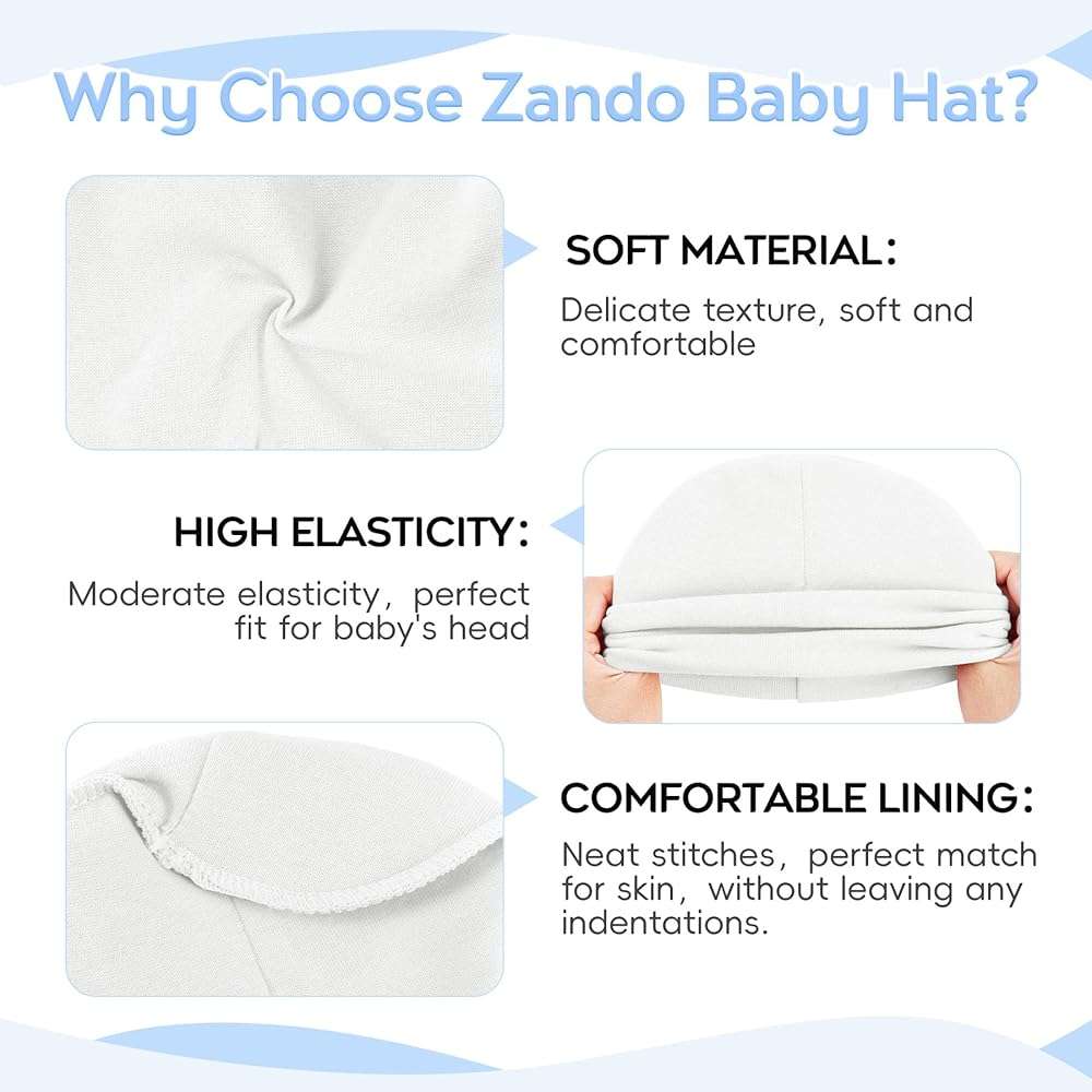 Zando Baby Beanie Newborn Hats Infant Toddler Seamless Warm Soft Knit Cap for Daily Halloween Boys Girls 0-4T - Image 3