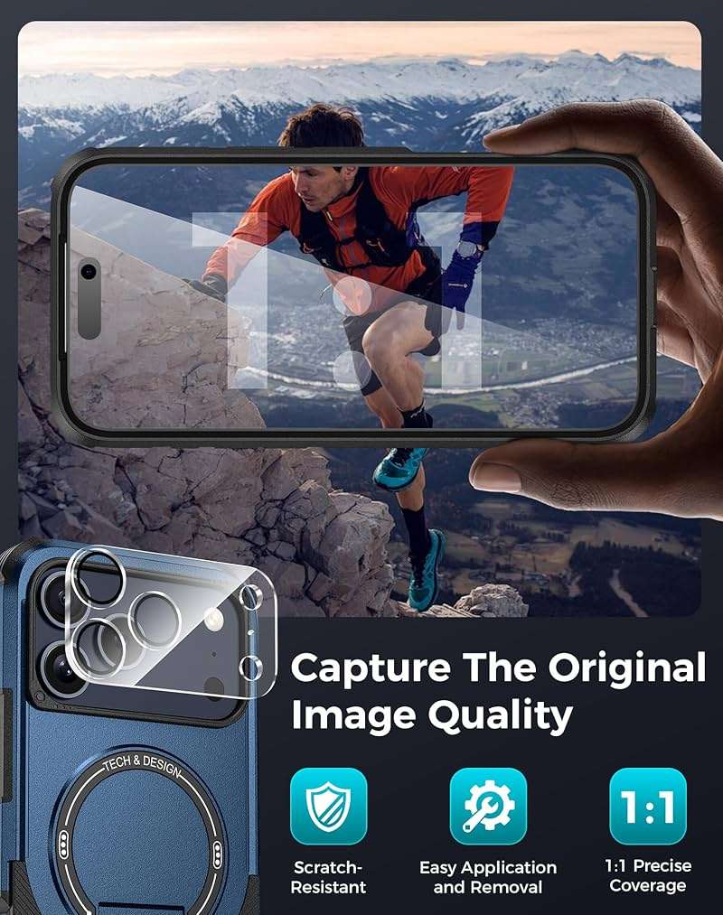 Goton for iPhone 17 Pro Max Case with Privacy Tempered Glass Screen Protector & Camera Lens Protector, Compatible with MagSafe, Invisible Kickstand, Shockproof Phone Cover, Blue - Image 7