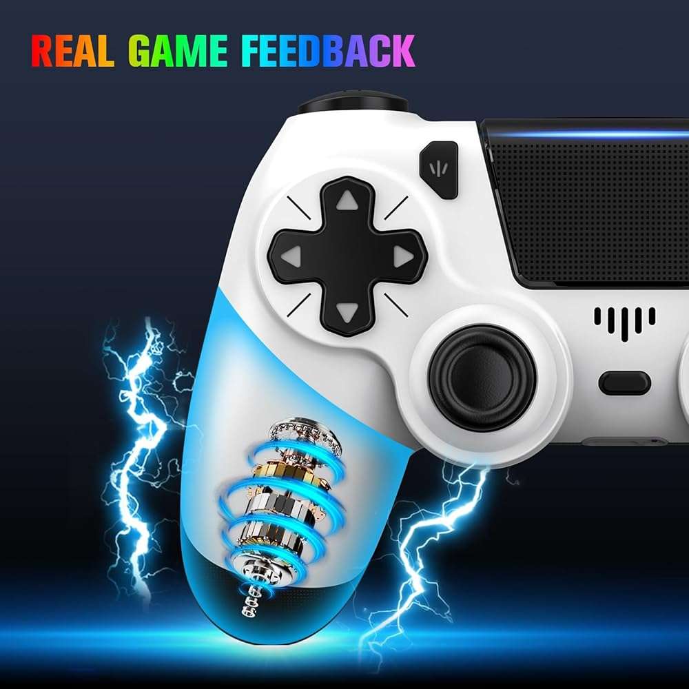 ewnol 2 Pack Controllers with Charging Dock Station for PS4 Controller, Wireless Controller Compatible with PS4/Pro/Slim Consoles, with LED Charging Dock, Black & White - Image 5