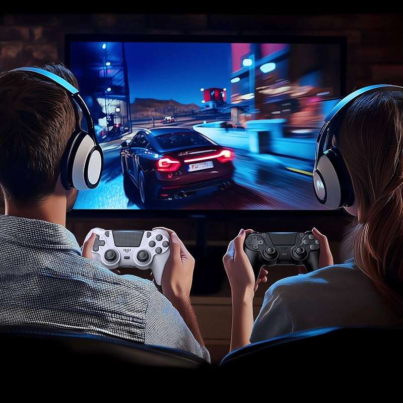 ewnol 2 Pack Controllers with Charging Dock Station for PS4 Controller, Wireless Controller Compatible with PS4/Pro/Slim Consoles, with LED Charging Dock, Black & White - Image 6