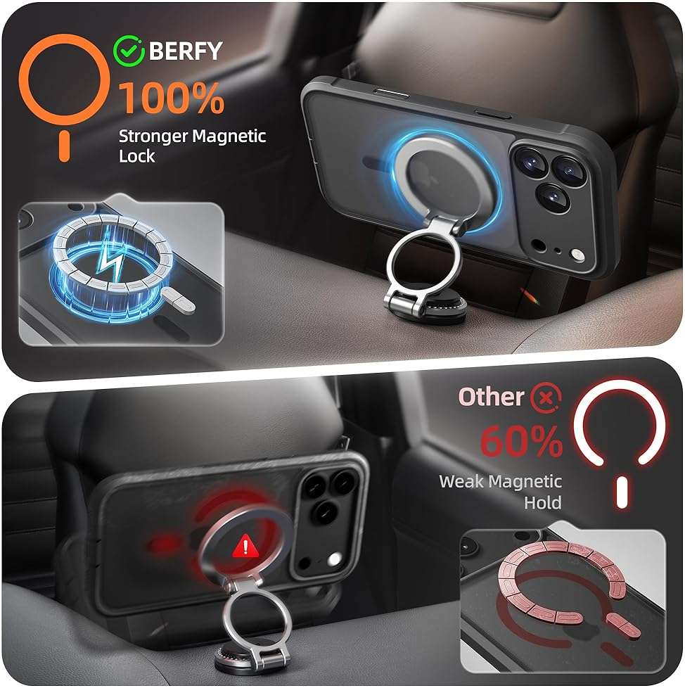 BERFY for iPhone 17 Pro Max Case, Compatible with MagSafe, Built-in Privacy Screen Protector, Camera Protection, Shockproof Full Body Phone Case 6.9", Translucent Black - Image 2
