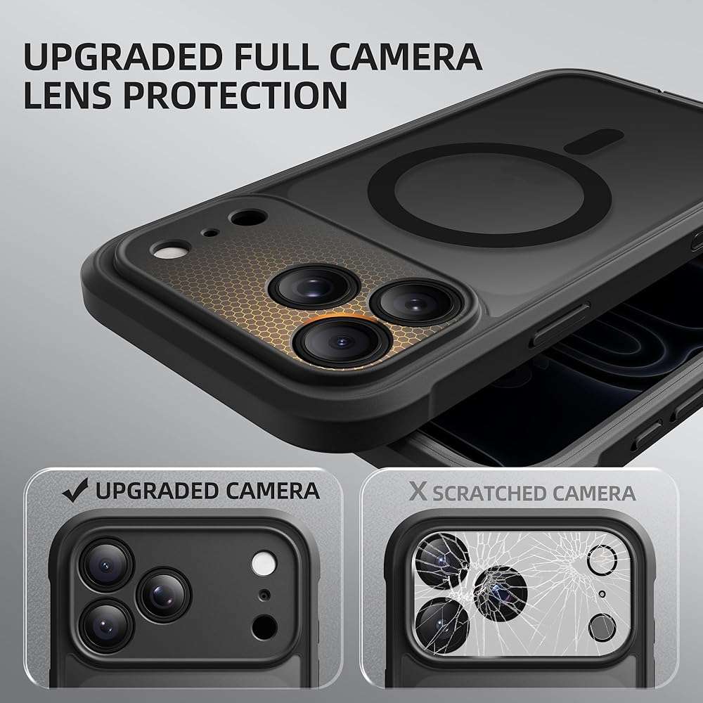 BERFY for iPhone 17 Pro Max Case, Compatible with MagSafe, Built-in Privacy Screen Protector, Camera Protection, Shockproof Full Body Phone Case 6.9", Translucent Black - Image 5