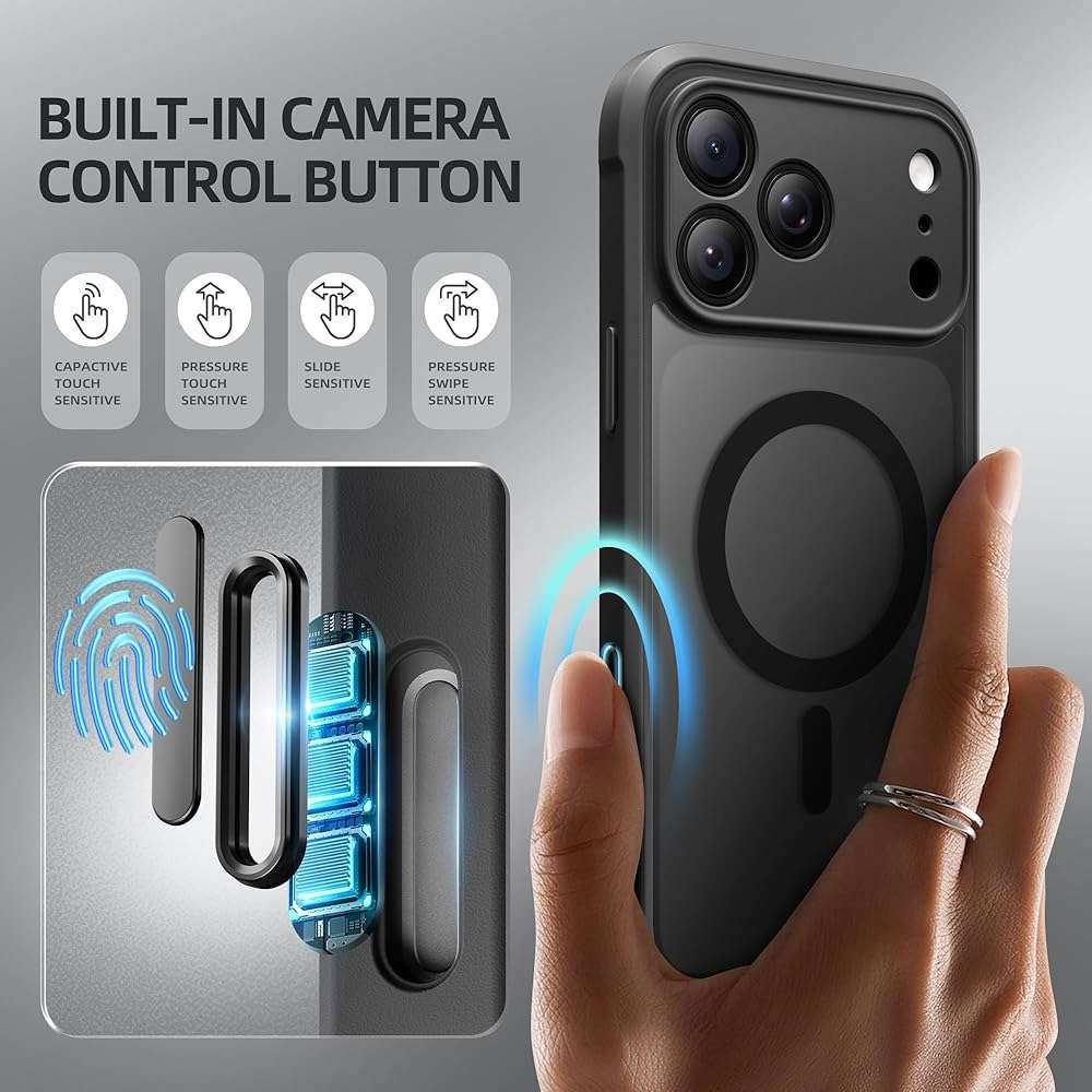 BERFY for iPhone 17 Pro Max Case, Compatible with MagSafe, Built-in Privacy Screen Protector, Camera Protection, Shockproof Full Body Phone Case 6.9", Translucent Black - Image 6