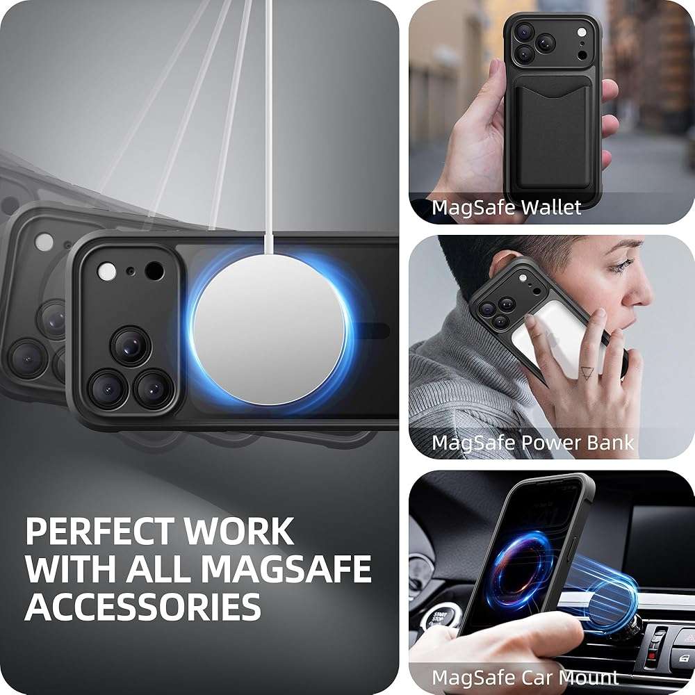BERFY for iPhone 17 Pro Max Case, Compatible with MagSafe, Built-in Privacy Screen Protector, Camera Protection, Shockproof Full Body Phone Case 6.9", Translucent Black - Image 7