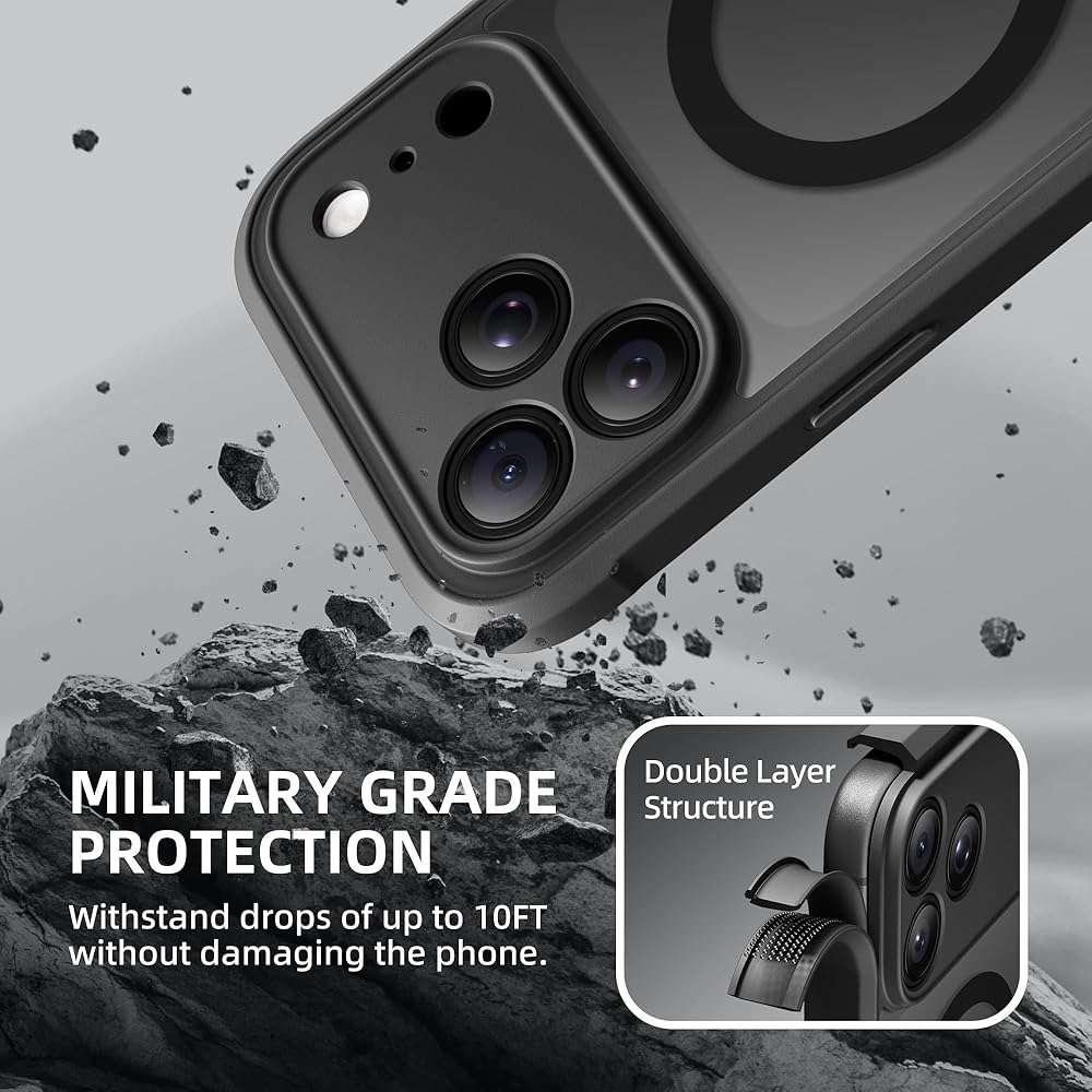 BERFY for iPhone 17 Pro Max Case, Compatible with MagSafe, Built-in Privacy Screen Protector, Camera Protection, Shockproof Full Body Phone Case 6.9", Translucent Black - Image 8