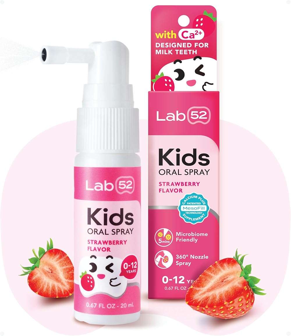 LAB52 Kids Oral Spray, Toddler Toothpaste Helper for Daily Oral Care and Fresh Breath, Children Approved with Fluoride Free for Newborn to Preschoolers, Xylitol Strawberry Flavor - Image 1