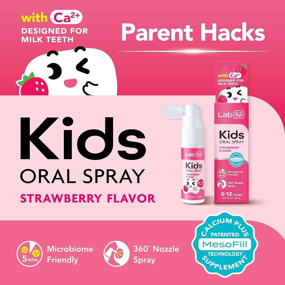 LAB52 Kids Oral Spray, Toddler Toothpaste Helper for Daily Oral Care and Fresh Breath, Children Approved with Fluoride Free for Newborn to Preschoolers, Xylitol Strawberry Flavor - Image 2