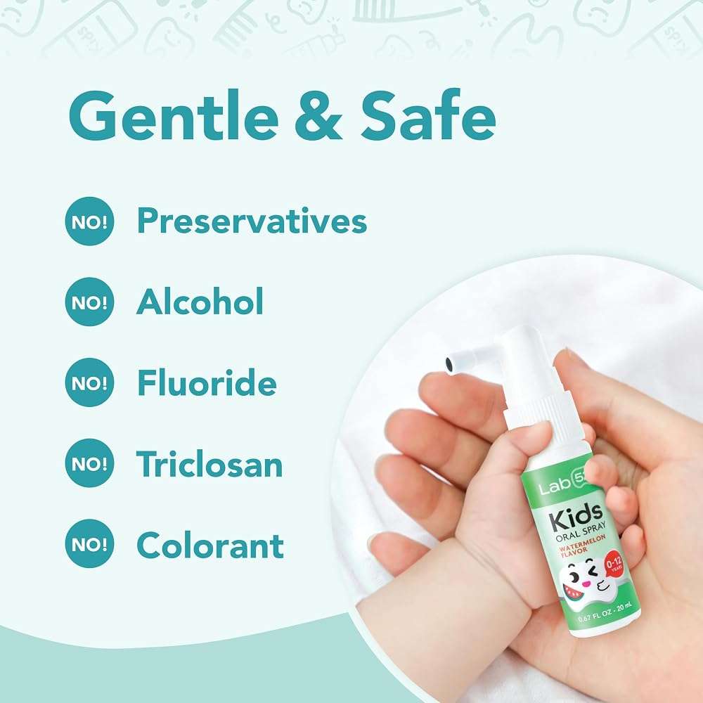 LAB52 Kids Oral Spray, Toddler Toothpaste Helper for Daily Oral Care and Fresh Breath, Children Approved with Fluoride Free for Newborn to Preschoolers, Xylitol Strawberry Flavor - Image 5