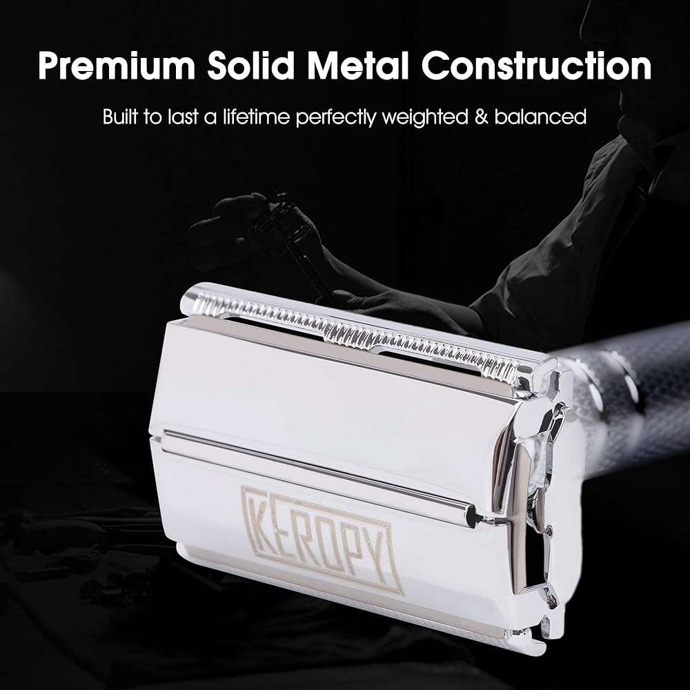 Double Edge Safety Razor with 10 Disposable Blades - Single blade double edge razor for men - Metal razor with Long Handle for close shave - Classic Clean Shave Single blade razor - Image 7