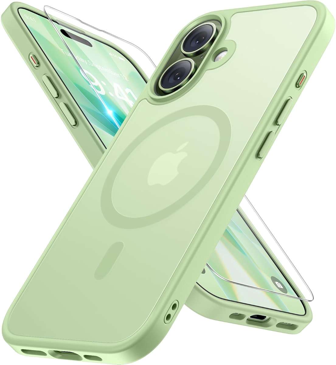 Miracase Magnetic for iPhone 17 Case (Compatible with MagSafe) with Screen Protector Military-Grade Protection, Anti-Fingerprint Translucent Matte Phone Cover for iPhone 17 6.3 inch, Matcha Green - Image 1