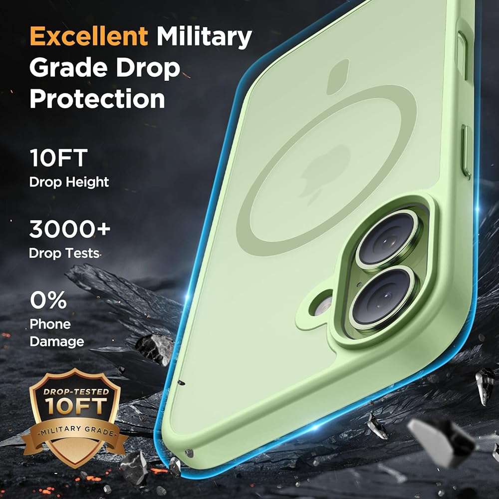 Miracase Magnetic for iPhone 17 Case (Compatible with MagSafe) with Screen Protector Military-Grade Protection, Anti-Fingerprint Translucent Matte Phone Cover for iPhone 17 6.3 inch, Matcha Green - Image 4