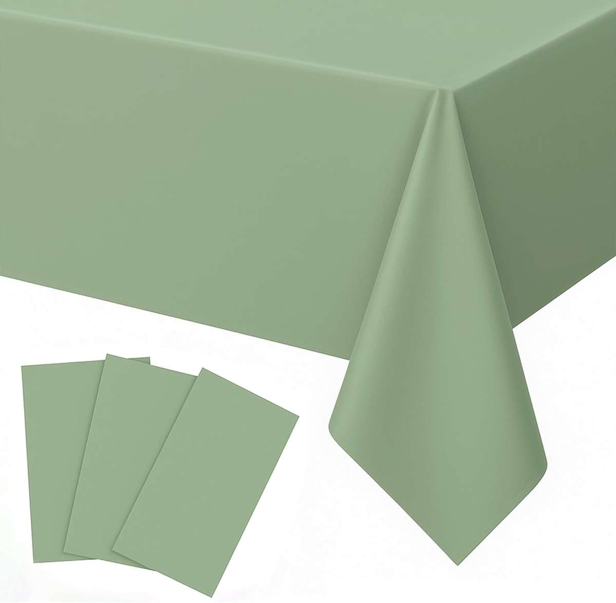 Jetelete 3 Pack Sage Green Plastic Tablecloth 54x108 inch Disposable Rectangle Table Cloth Waterproof Tablecloth for Baby Shower Family Dinners Holiday Parties - Image 1
