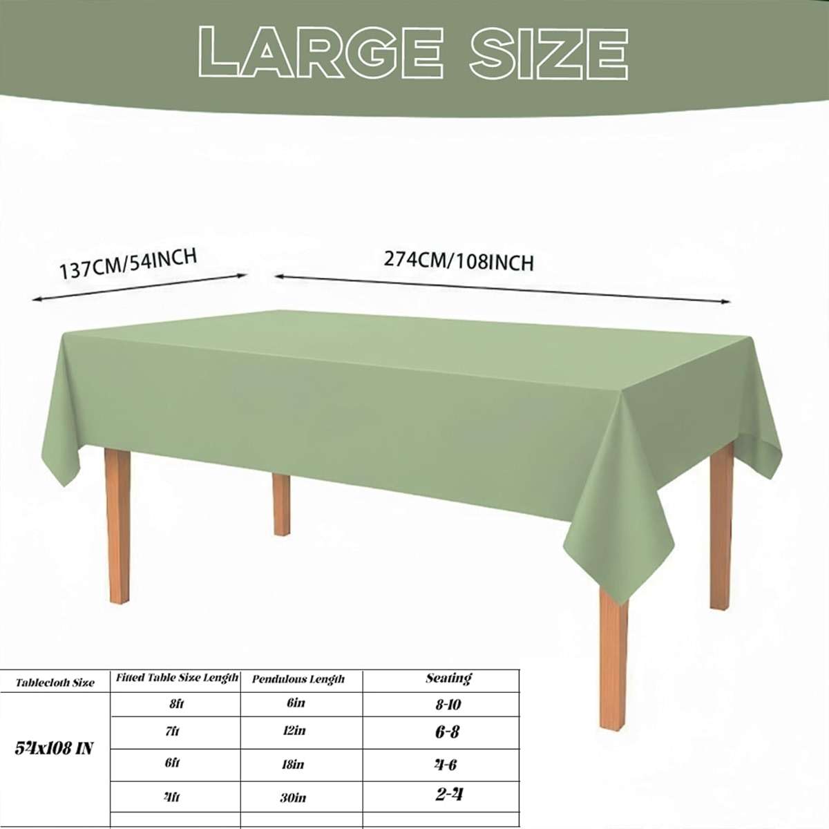 Jetelete 3 Pack Sage Green Plastic Tablecloth 54x108 inch Disposable Rectangle Table Cloth Waterproof Tablecloth for Baby Shower Family Dinners Holiday Parties - Image 3