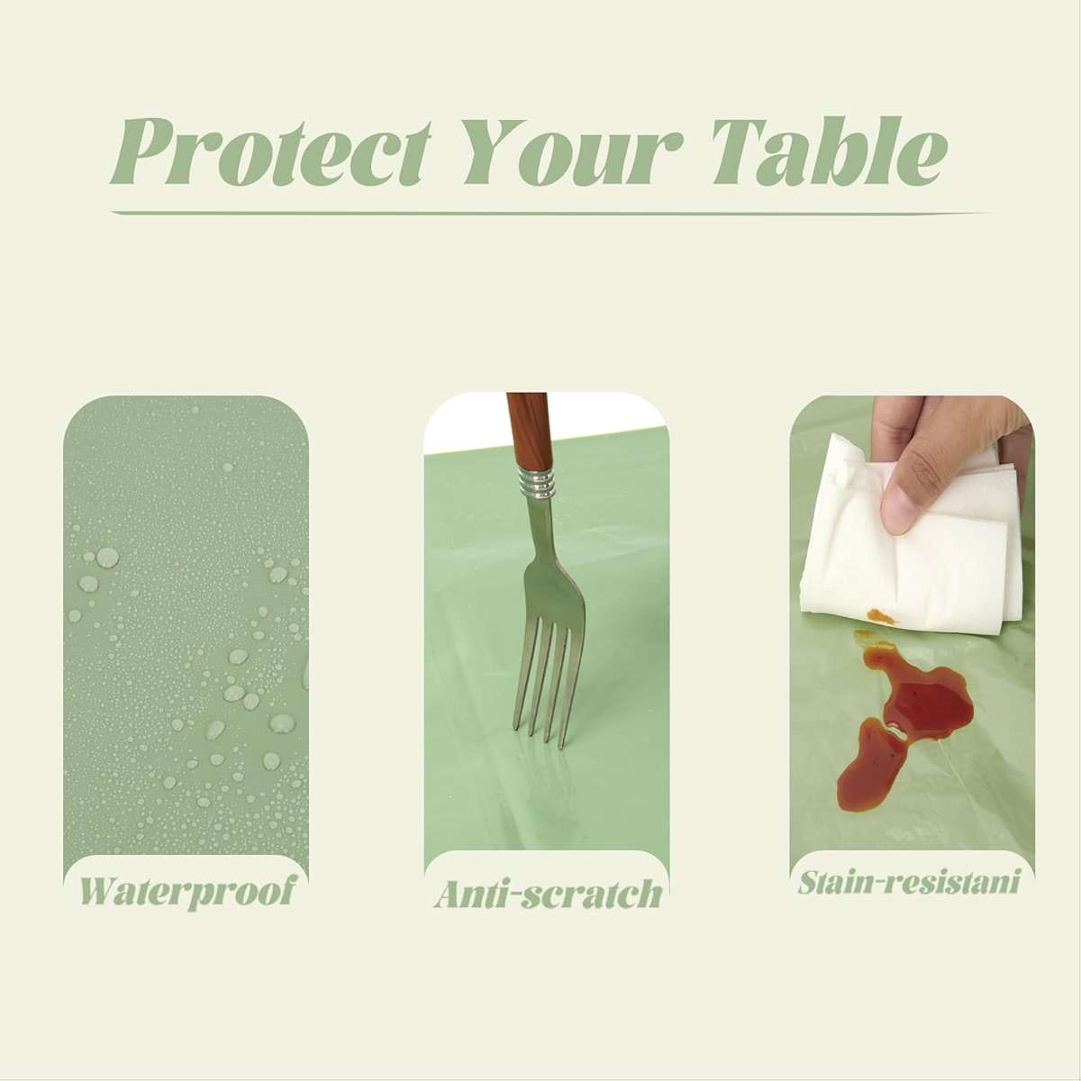 Jetelete 3 Pack Sage Green Plastic Tablecloth 54x108 inch Disposable Rectangle Table Cloth Waterproof Tablecloth for Baby Shower Family Dinners Holiday Parties - Image 4