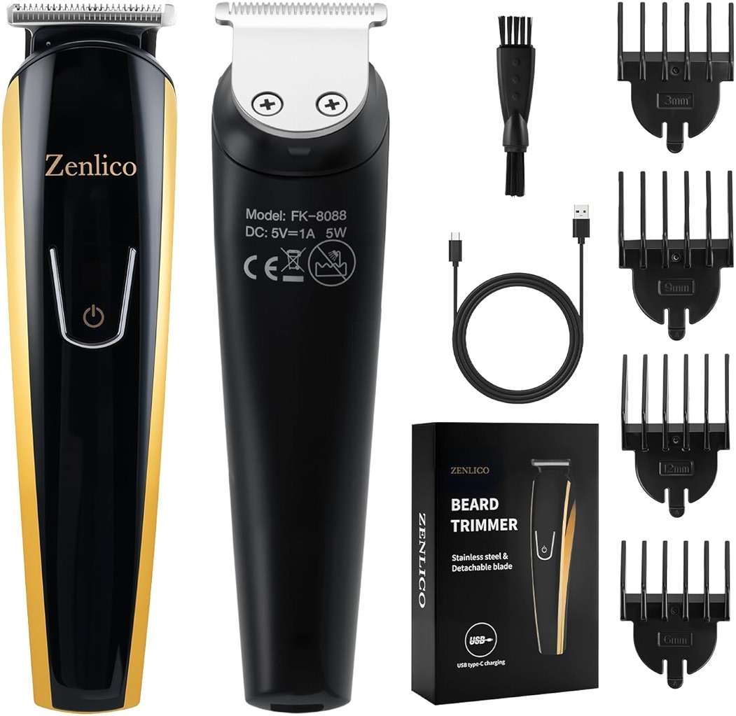 ZENLICO Beard Trimmer for Men, Rechargeable Men's Hair Trimmer for Mustache, Electric Razor & Body Grooming Kit for Beard, Face, Groin & Manscaping, Birthday Valentines Ideal Gift for Men - Image 1