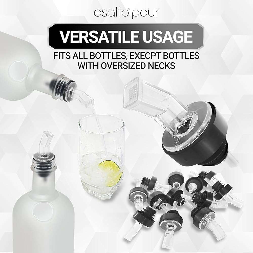 Esatto Pourer with Screen, 50 Pieces - Premium Quality Liquor Dispenser Pour Spouts with Built-in Filter for Smooth Pouring - Pour Spouts Ideal for Bartenders, Home Bars, and Parties - Image 4