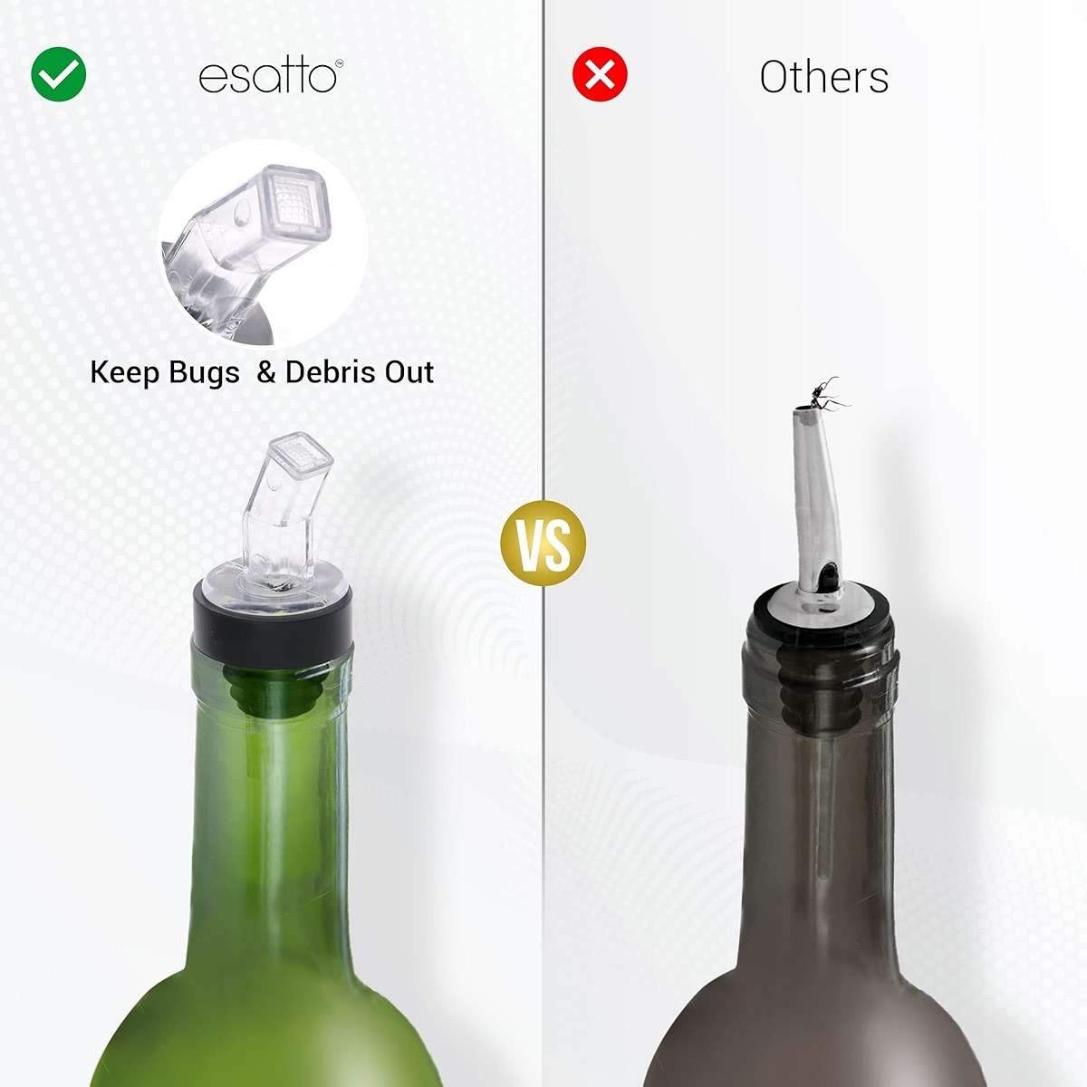 Esatto Pourer with Screen, 50 Pieces - Premium Quality Liquor Dispenser Pour Spouts with Built-in Filter for Smooth Pouring - Pour Spouts Ideal for Bartenders, Home Bars, and Parties - Image 5