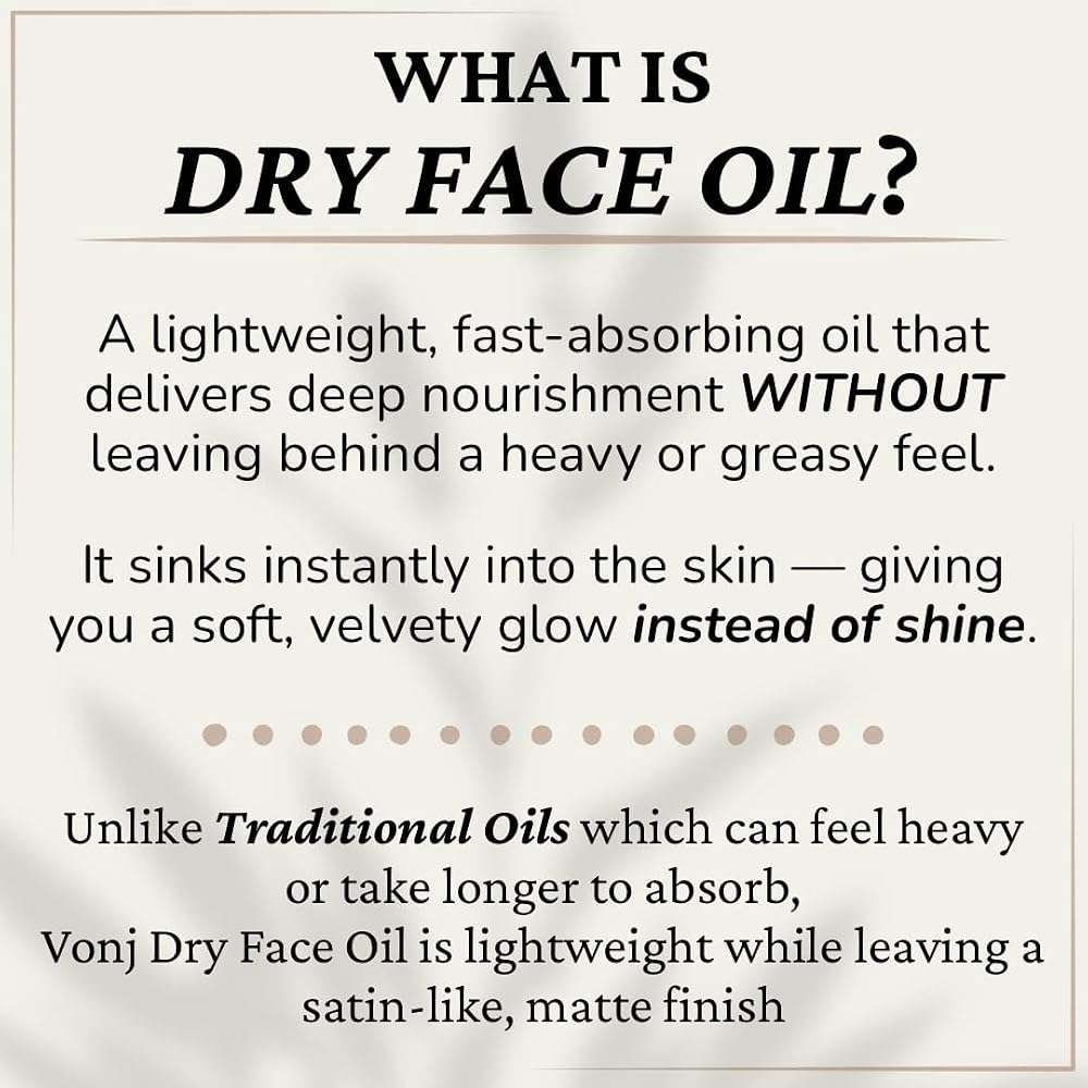 Vonj Dry Oil for Face - Jojoba, Rosehip & Japanese Camellia Seed Oil, Hydration Moisturizer, PeriMeno, MenoPause Skin Support, All Skin Types Non-Comedegenic Acne Care Vegan Skincare 2oz GIFT WRAPPED - Image 2