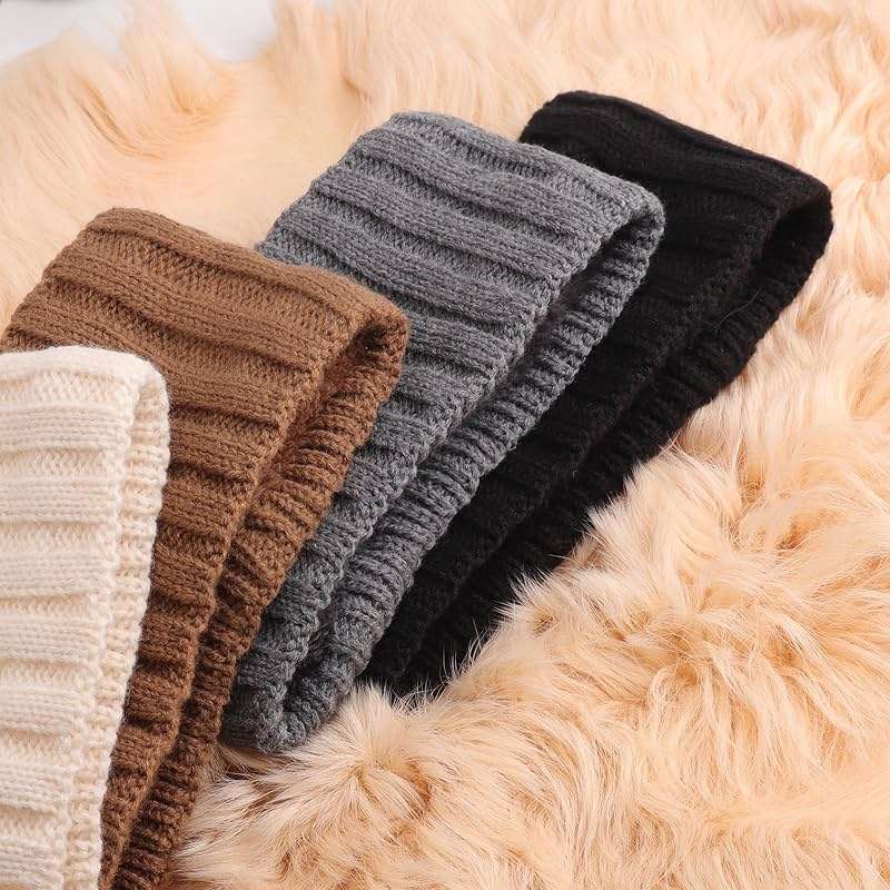 AQOKKA Knit Winter Headbands for Women Fuzzy Wool Fleece Lined Ear Warmers Elastic Turban Crocheted Head Wrap Winter Accessories for Women Cold Weather - Image 4