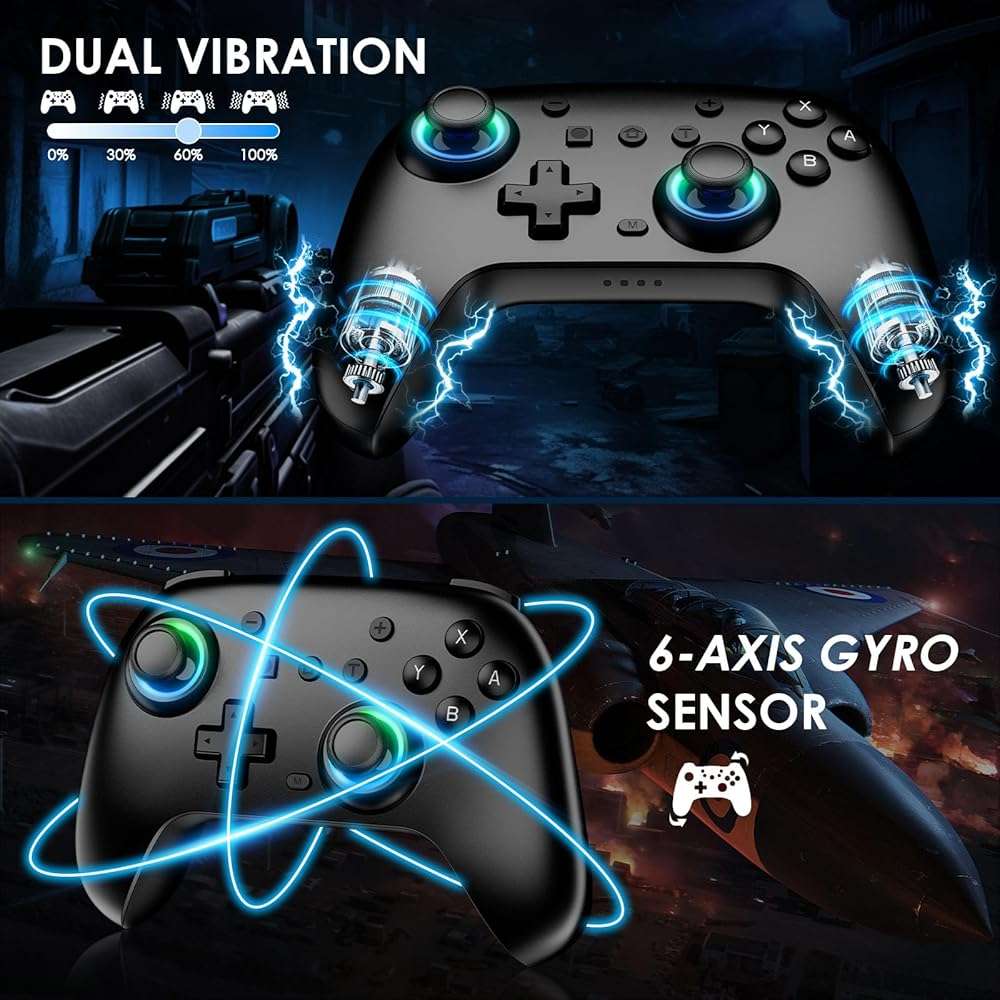 JORREP Switch Controllers 2 Pack, RGB Switch 2 Controller for Nintendo Switch/Switch 2/Lite/OLED, Wireless Switch 2 Pro Controller with Wake up/6-Axis Gyro/Dual Vibration/Turbo/Screenshot (Black) - Image 3