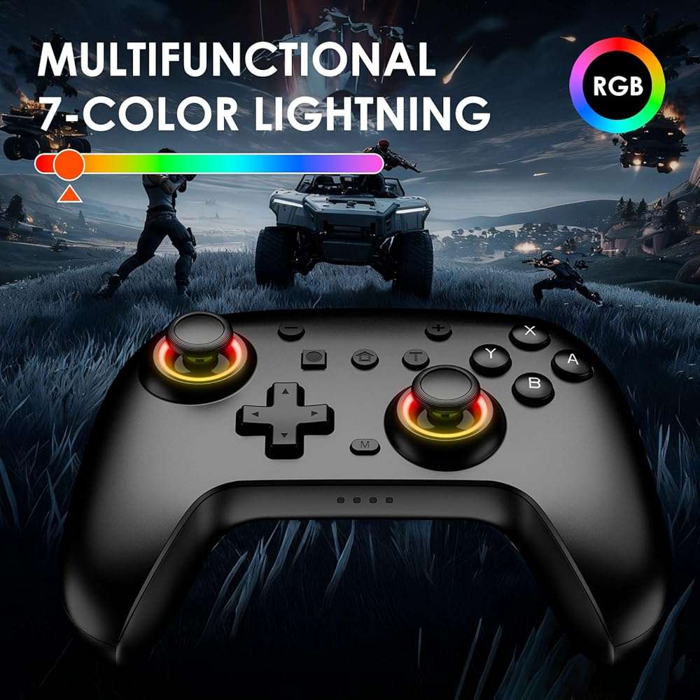 JORREP Switch Controllers 2 Pack, RGB Switch 2 Controller for Nintendo Switch/Switch 2/Lite/OLED, Wireless Switch 2 Pro Controller with Wake up/6-Axis Gyro/Dual Vibration/Turbo/Screenshot (Black) - Image 4