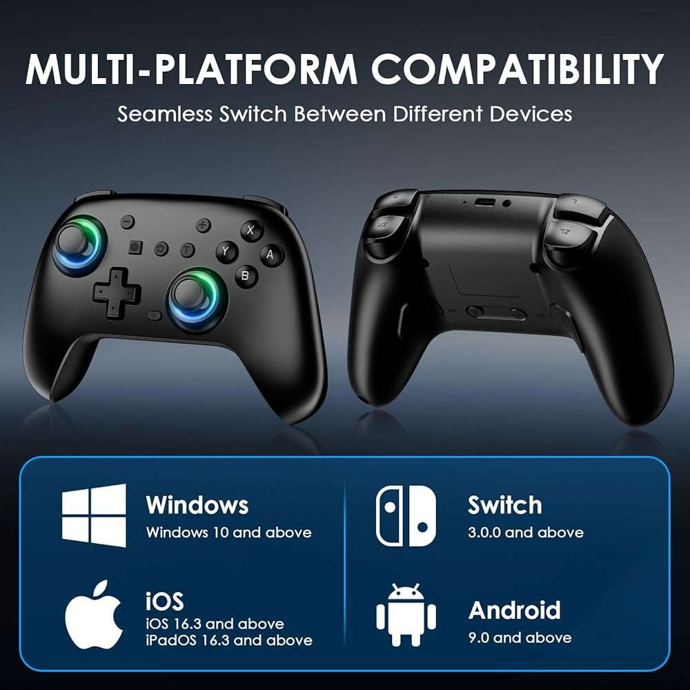 JORREP Switch Controllers 2 Pack, RGB Switch 2 Controller for Nintendo Switch/Switch 2/Lite/OLED, Wireless Switch 2 Pro Controller with Wake up/6-Axis Gyro/Dual Vibration/Turbo/Screenshot (Black) - Image 7