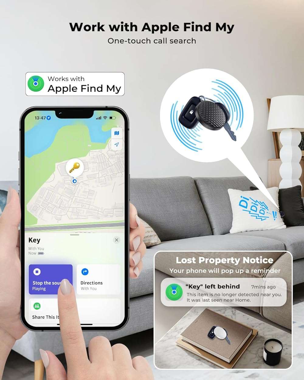 2 Pack Smart Trackers, Portable Bluetooth Tracker, Anti-Lost Device for Keys Luggage Satchels Backpacks and Pets, Works with Apple Find My App (iOS Only, Not Compatible with Android)-White & Black - Image 3
