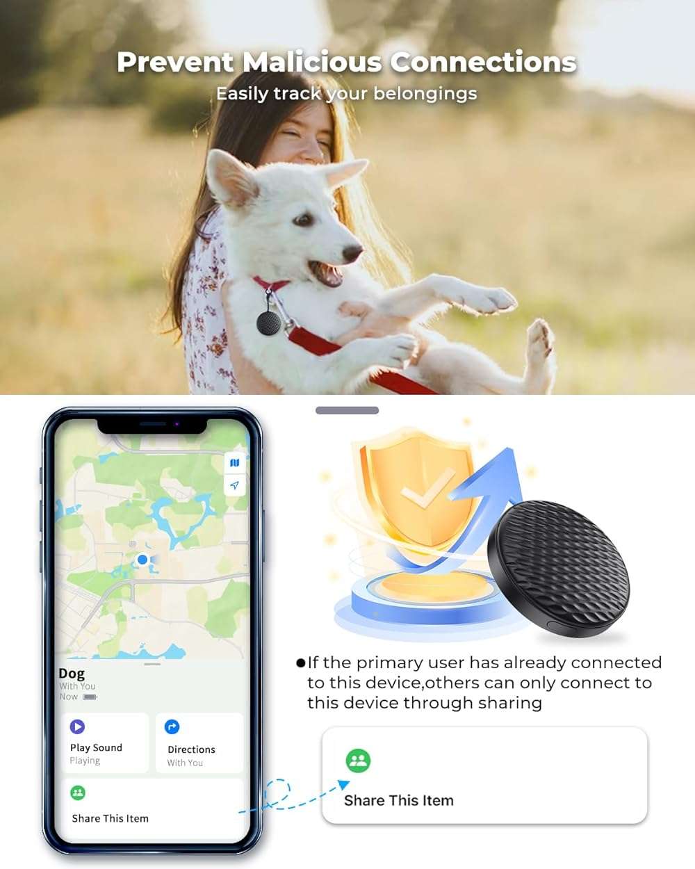 2 Pack Smart Trackers, Portable Bluetooth Tracker, Anti-Lost Device for Keys Luggage Satchels Backpacks and Pets, Works with Apple Find My App (iOS Only, Not Compatible with Android)-White & Black - Image 4