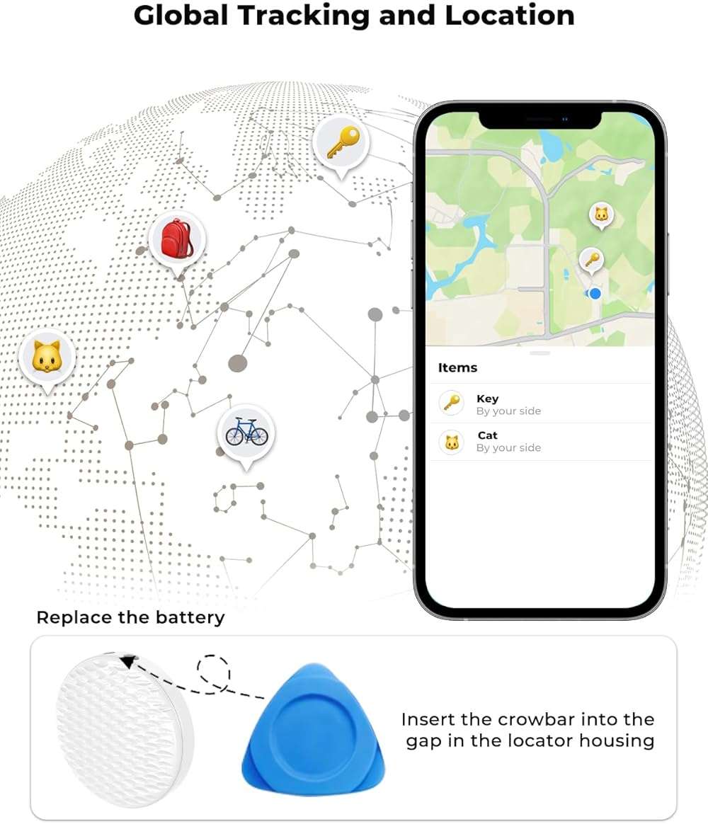 2 Pack Smart Trackers, Portable Bluetooth Tracker, Anti-Lost Device for Keys Luggage Satchels Backpacks and Pets, Works with Apple Find My App (iOS Only, Not Compatible with Android)-White & Black - Image 6