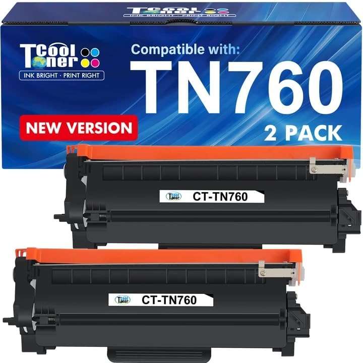 TN760 Toner for Brother Printer TN730: Compatible for Brother TN-730/TN-760 TN 760 TN-760 730 MFC-L2710DW DCP-L2550DW HL-L2395DW MFC-L2750DW TN-730 HL-L2350DW HL-L2370DW HL-L2390DW Black Cartridge - Image 1