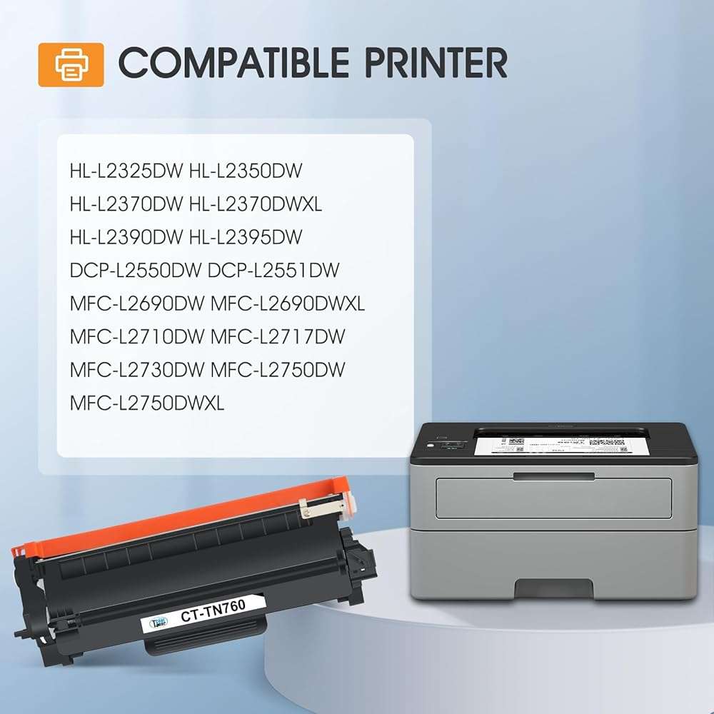 TN760 Toner for Brother Printer TN730: Compatible for Brother TN-730/TN-760 TN 760 TN-760 730 MFC-L2710DW DCP-L2550DW HL-L2395DW MFC-L2750DW TN-730 HL-L2350DW HL-L2370DW HL-L2390DW Black Cartridge - Image 2